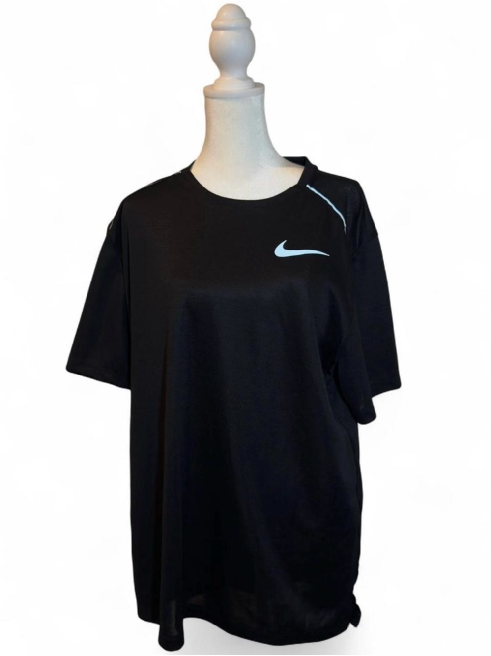 Nike Running Black Tee with White Swoosh Athletic Top